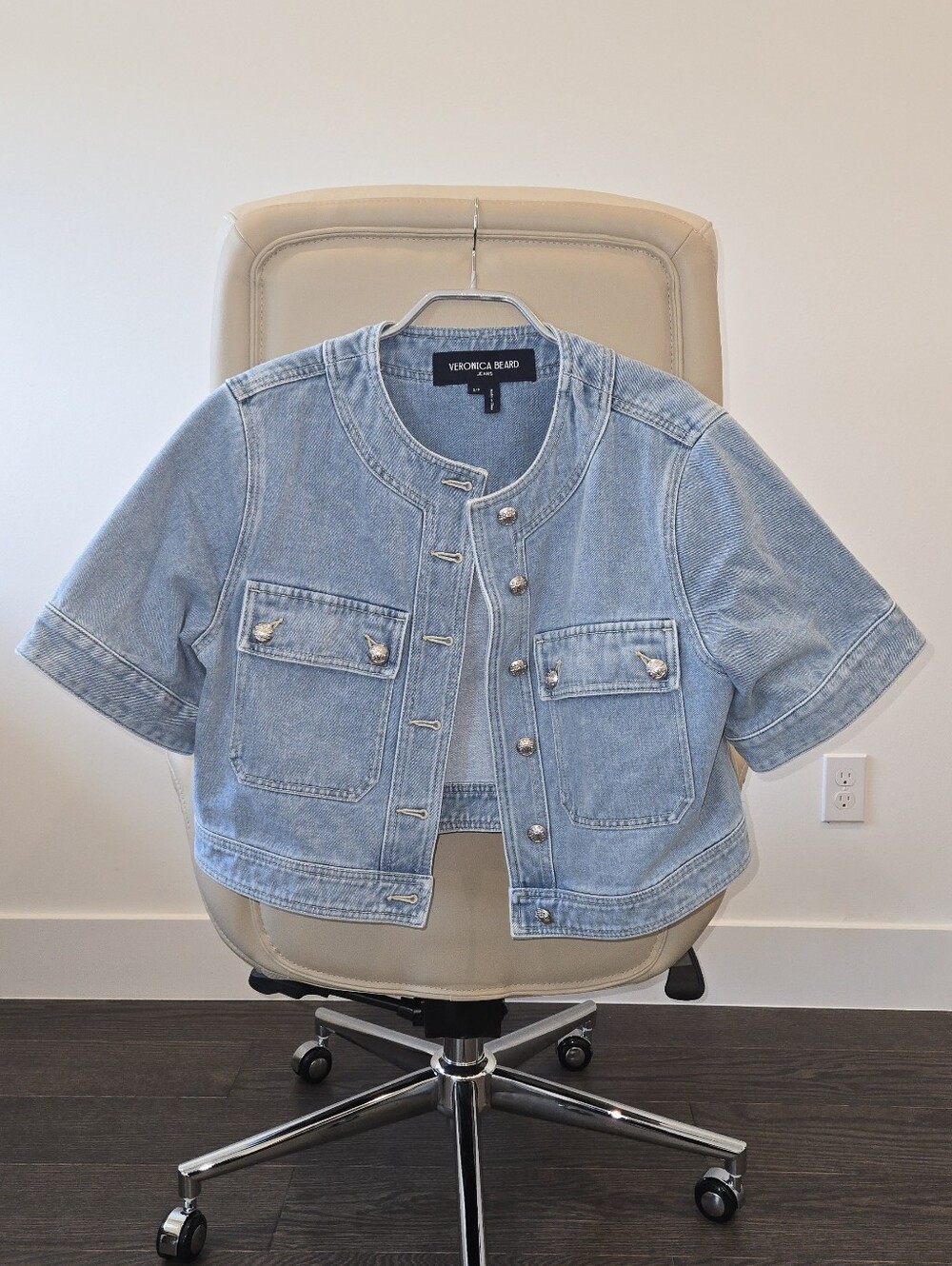 Veronica Beard Elias Short Sleeve Cropped Denim Jacket – Size S/P